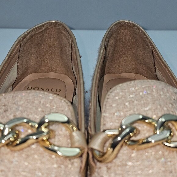 Donald Pliner Bethany Loafer Women 9.5 Camel Boucle Chain Detail Slip On Sparkle - Picture 7 of 14